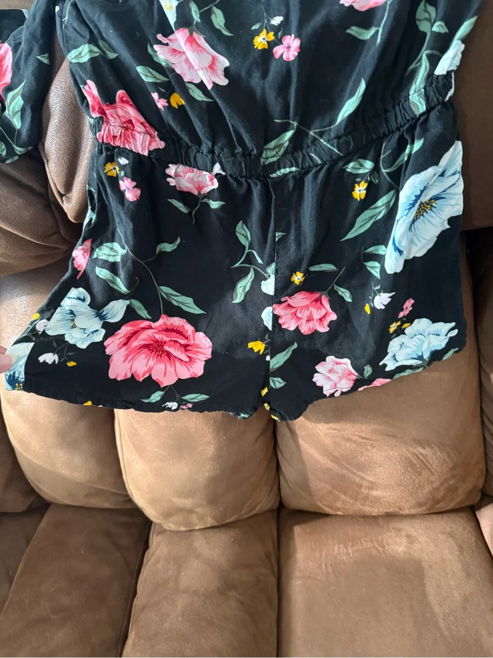 Old Navy Black Floral Long-Sleeve One-Piece summer romper